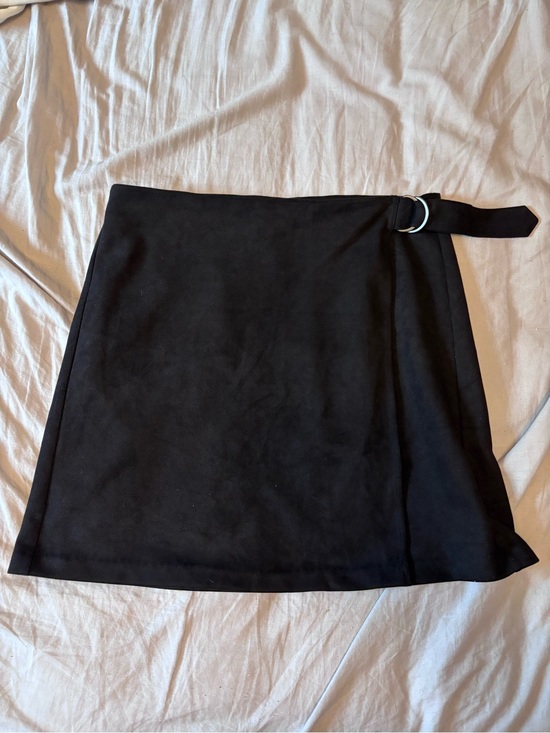 Banana Republic Dresses & Skirts - Banana Republic Black Suede Wrap-Style Mini Skirt with Buckle